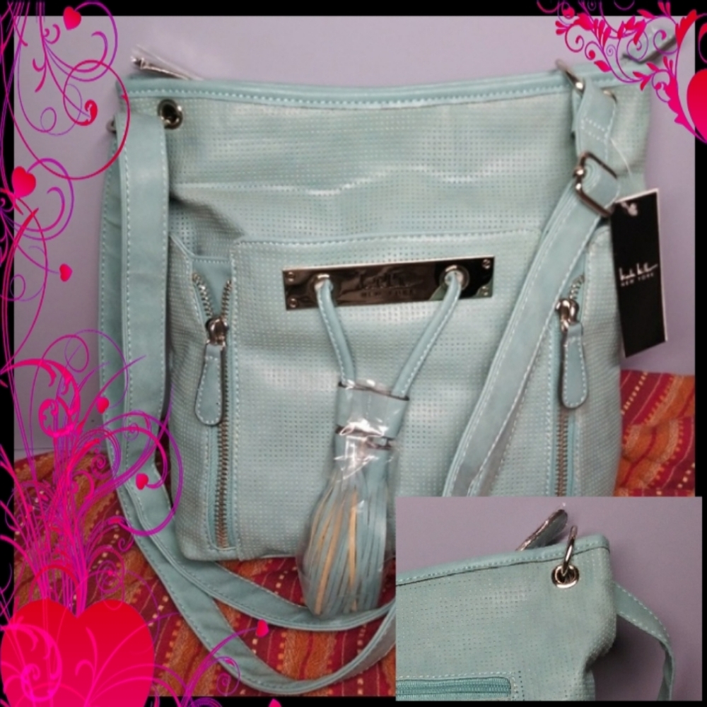 Nicole Miller New York Fulltime Vintage Teal crossbody bag.